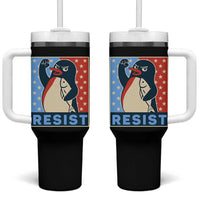 Funny Penguin Resist Graphic Tumbler With Handle Resist Protest Against Tariffs
