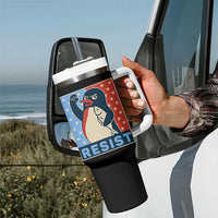 Funny Penguin Resist Graphic Tumbler With Handle Resist Protest Against Tariffs