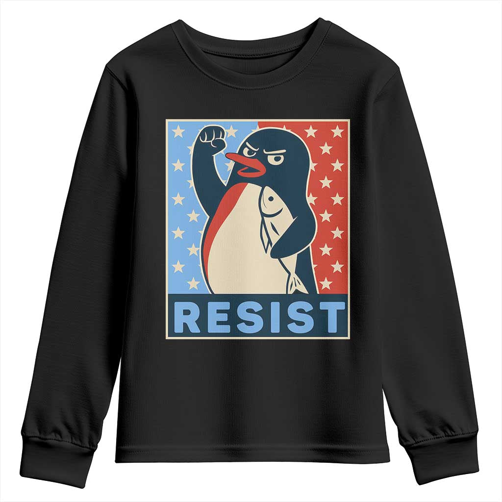 Funny Penguin Resist Graphic Youth Sweatshirt Resist Protest Against Tariffs
