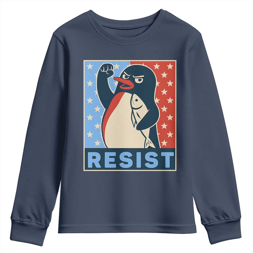 Funny Penguin Resist Graphic Youth Sweatshirt Resist Protest Against Tariffs