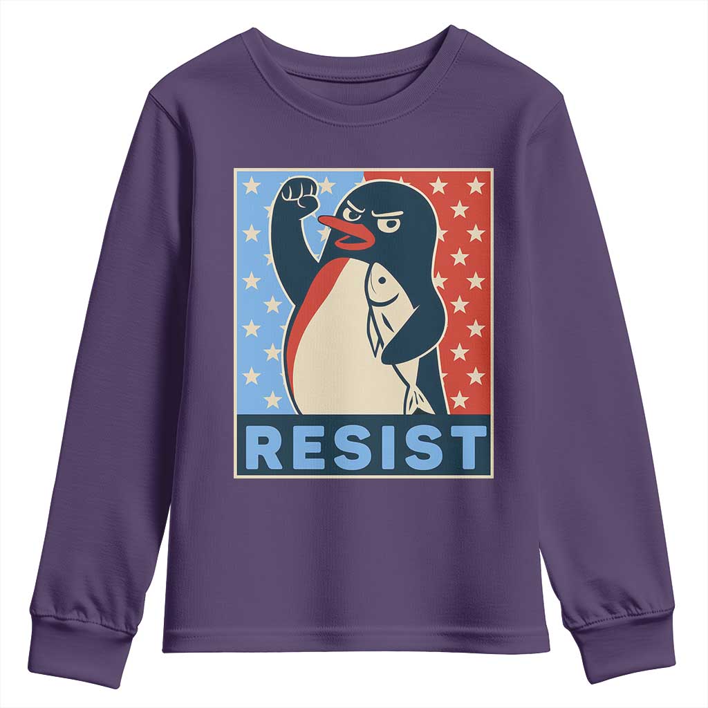 Funny Penguin Resist Graphic Youth Sweatshirt Resist Protest Against Tariffs