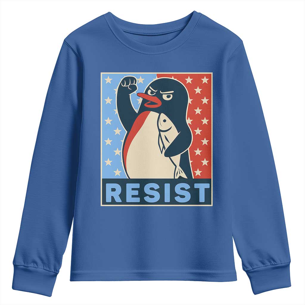 Funny Penguin Resist Graphic Youth Sweatshirt Resist Protest Against Tariffs