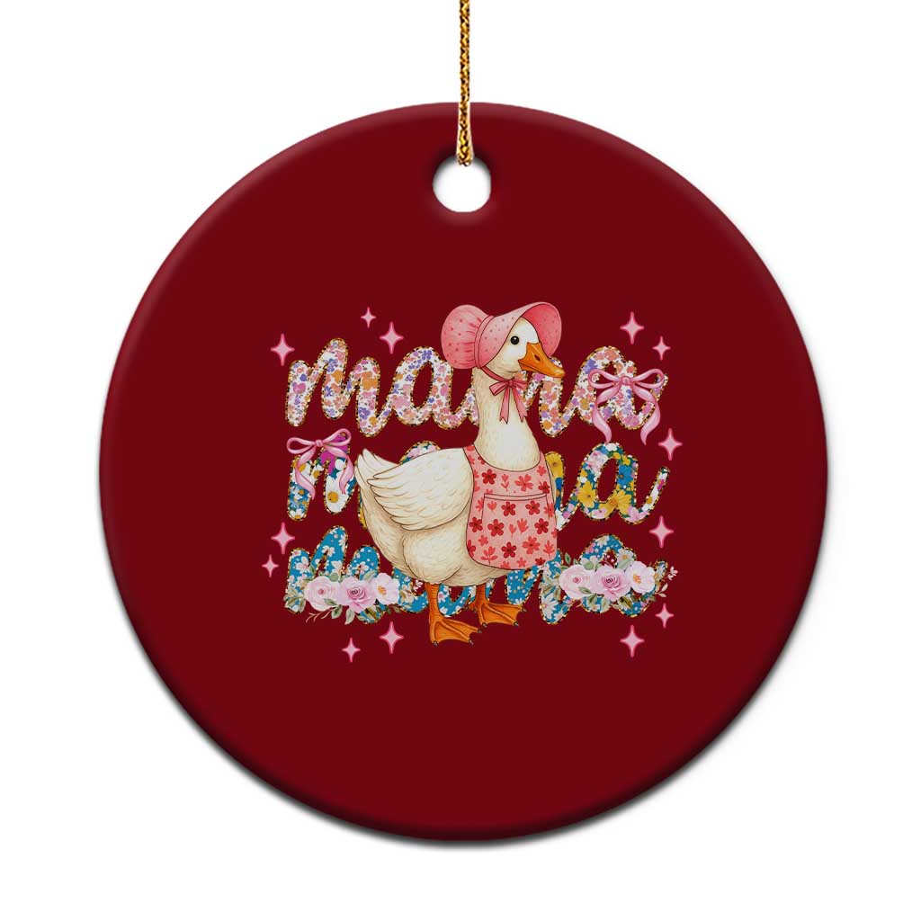 Pink Floral Mama Goose Ceramic Ornament Retro Botanical Mom Mothers Day - Wonder Print Shop