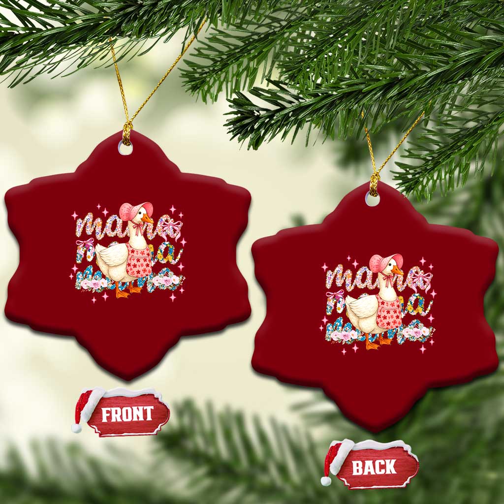 Pink Floral Mama Goose Ceramic Ornament Retro Botanical Mom Mothers Day - Wonder Print Shop