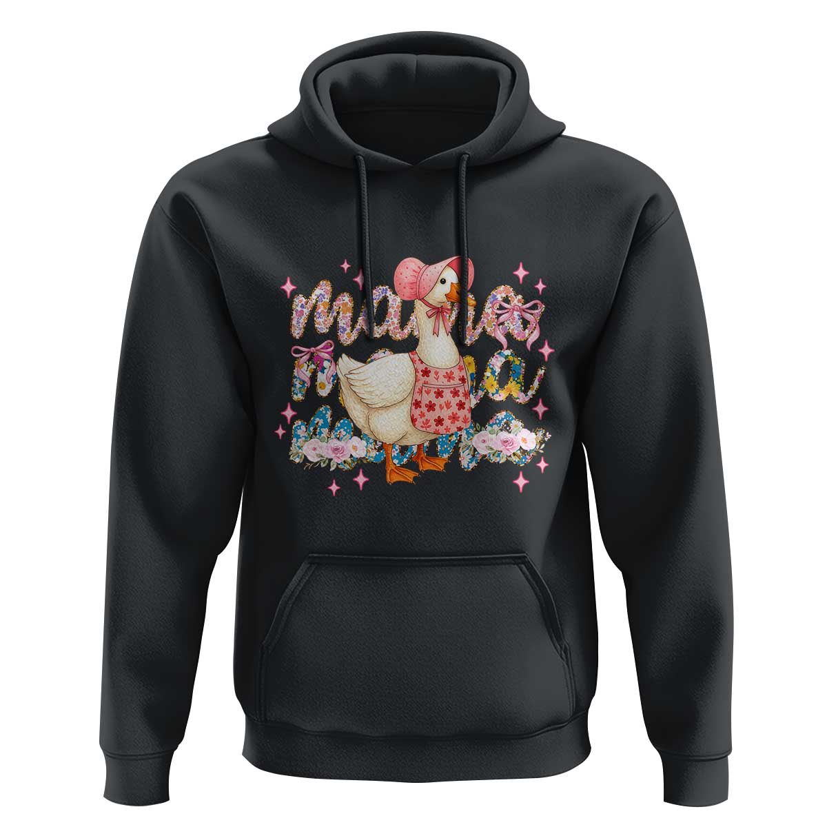Pink Floral Mama Goose Hoodie Retro Botanical Mom Mothers Day