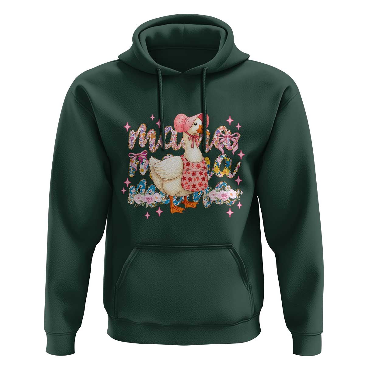 Pink Floral Mama Goose Hoodie Retro Botanical Mom Mothers Day