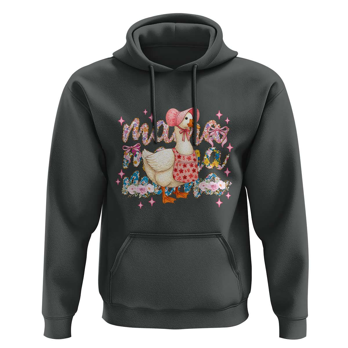 Pink Floral Mama Goose Hoodie Retro Botanical Mom Mothers Day