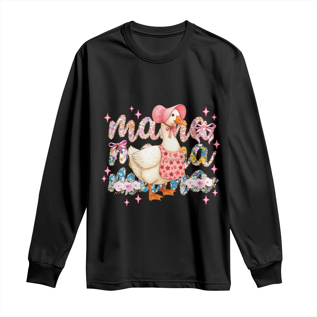Pink Floral Mama Goose Long Sleeve Shirt Retro Botanical Mom Mothers Day