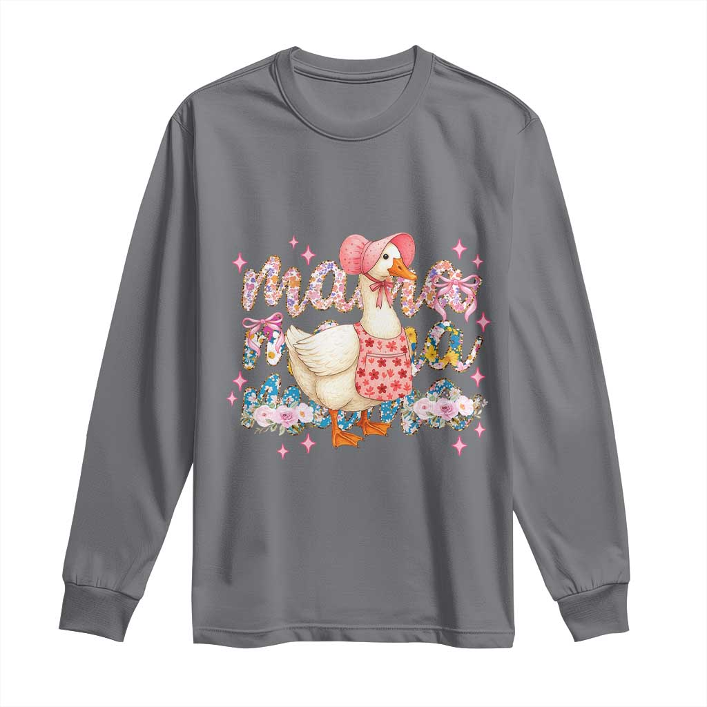 Pink Floral Mama Goose Long Sleeve Shirt Retro Botanical Mom Mothers Day
