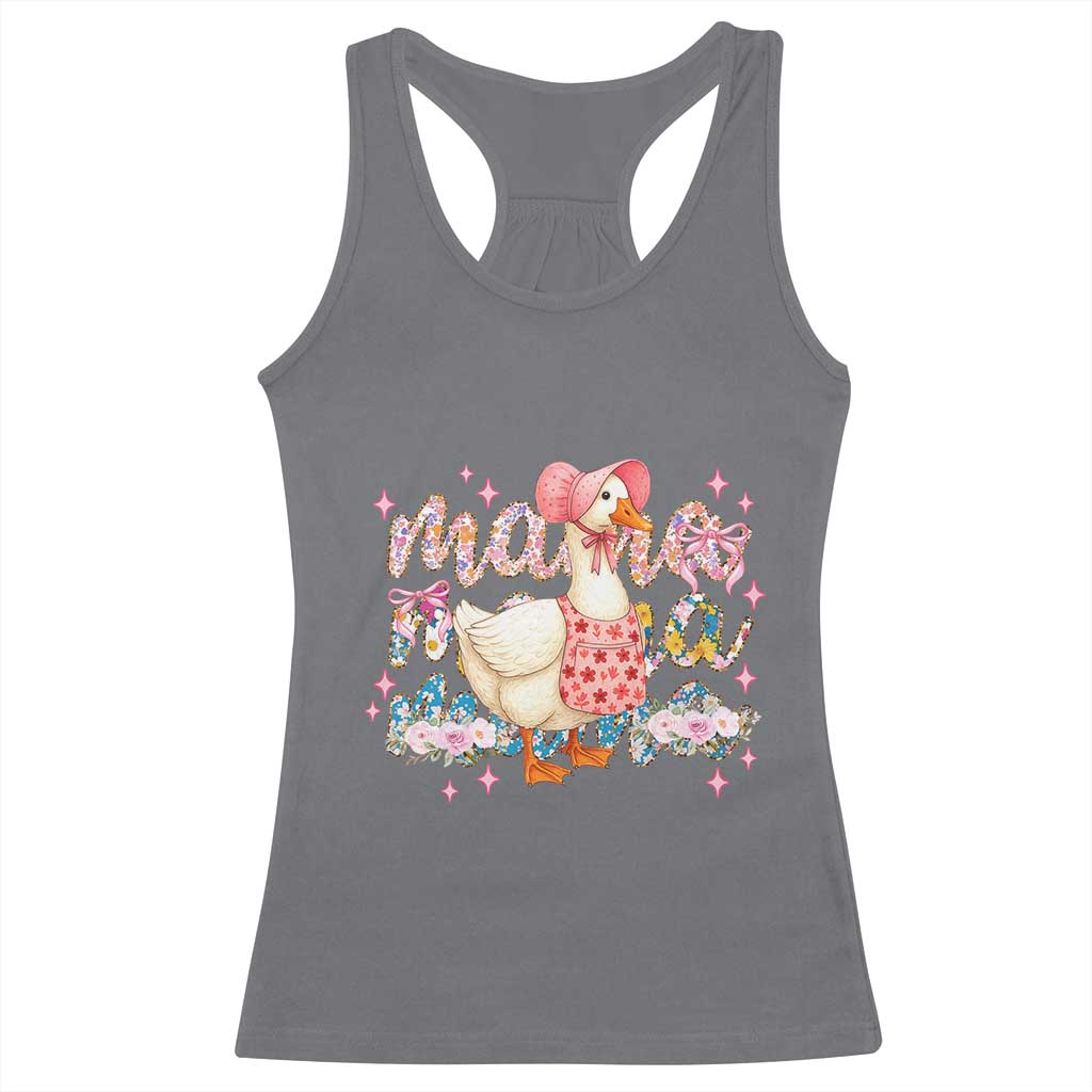 Pink Floral Mama Goose Racerback Tank Top Retro Botanical Mom Mothers Day