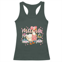 Pink Floral Mama Goose Racerback Tank Top Retro Botanical Mom Mothers Day