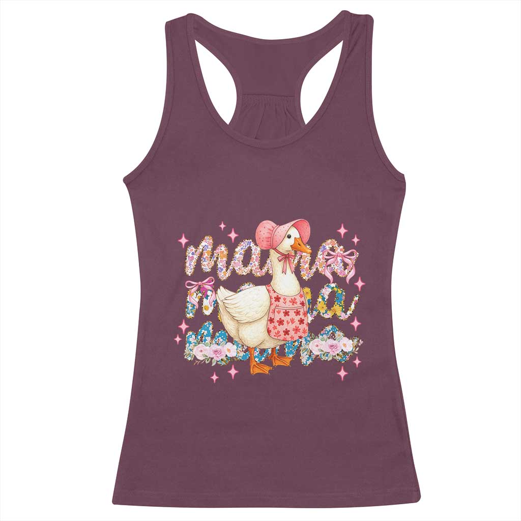 Pink Floral Mama Goose Racerback Tank Top Retro Botanical Mom Mothers Day