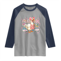 Pink Floral Mama Goose Raglan Shirt Retro Botanical Mom Mothers Day