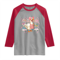 Pink Floral Mama Goose Raglan Shirt Retro Botanical Mom Mothers Day