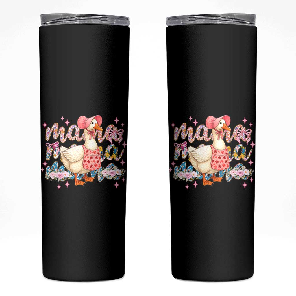 Pink Floral Mama Goose Skinny Tumbler Retro Botanical Mom Mothers Day
