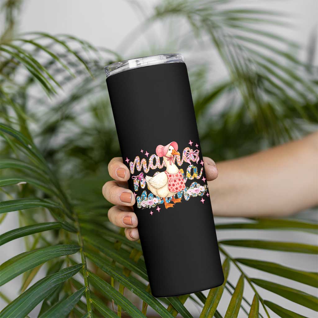 Pink Floral Mama Goose Skinny Tumbler Retro Botanical Mom Mothers Day