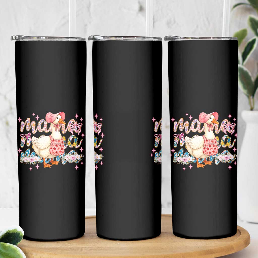 Pink Floral Mama Goose Skinny Tumbler Retro Botanical Mom Mothers Day