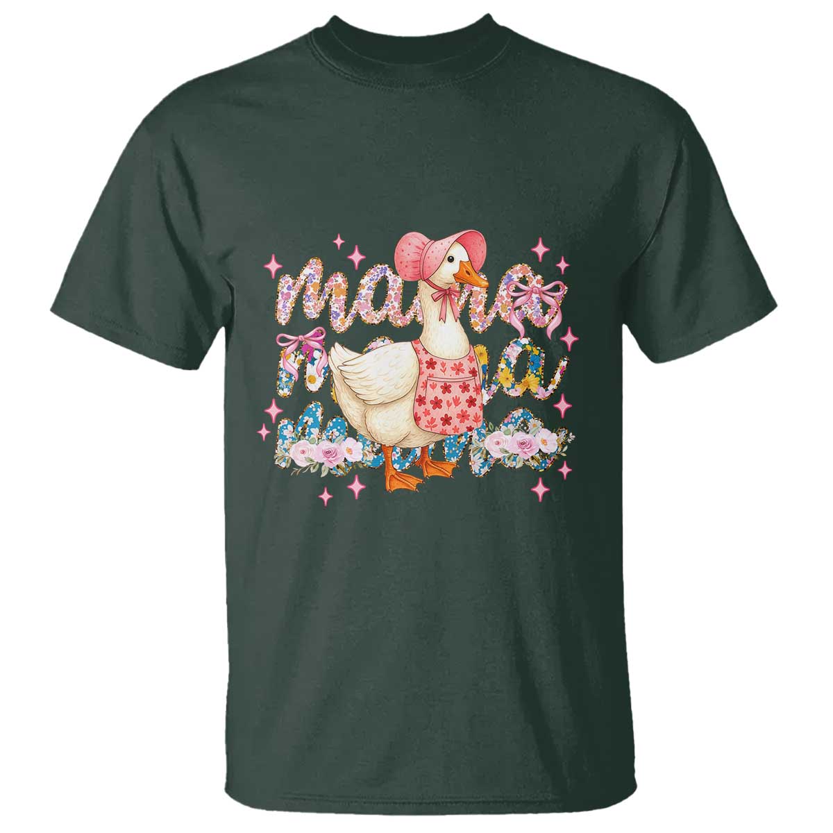 Pink Floral Mama Goose T Shirt Retro Botanical Mom Mothers Day