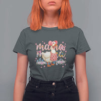 Pink Floral Mama Goose T Shirt For Women Retro Botanical Mom Mothers Day