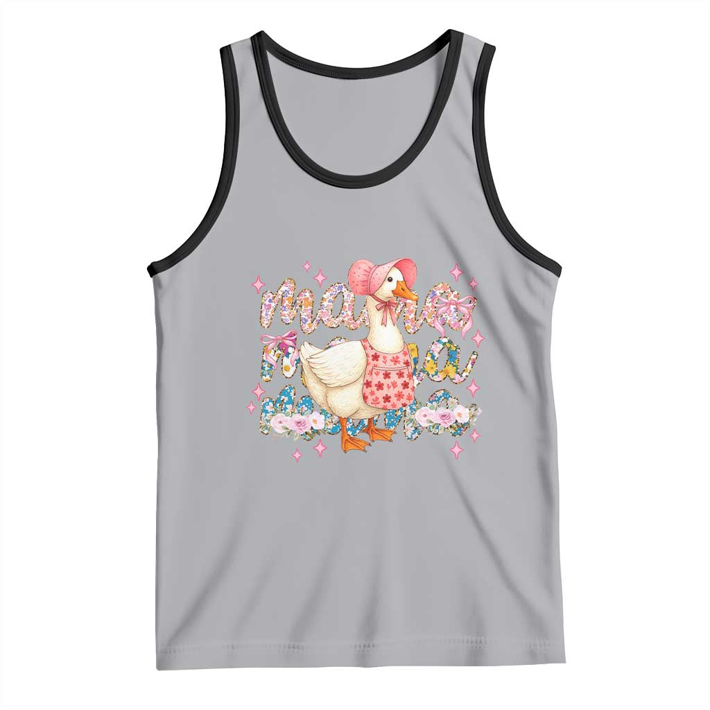 Pink Floral Mama Goose Tank Top Retro Botanical Mom Mothers Day