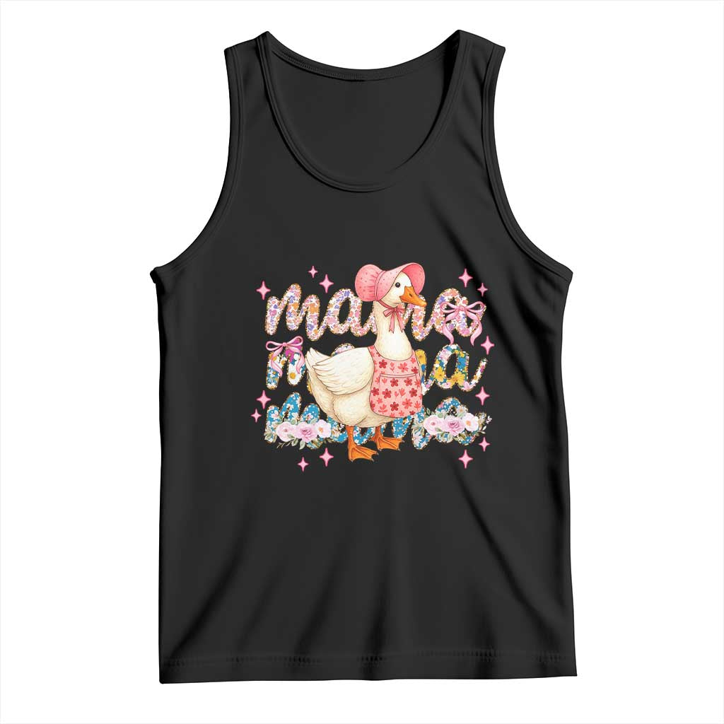 Pink Floral Mama Goose Tank Top Retro Botanical Mom Mothers Day