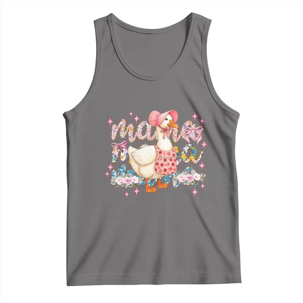 Pink Floral Mama Goose Tank Top Retro Botanical Mom Mothers Day