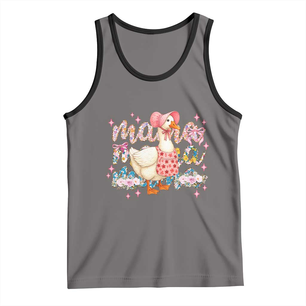 Pink Floral Mama Goose Tank Top Retro Botanical Mom Mothers Day