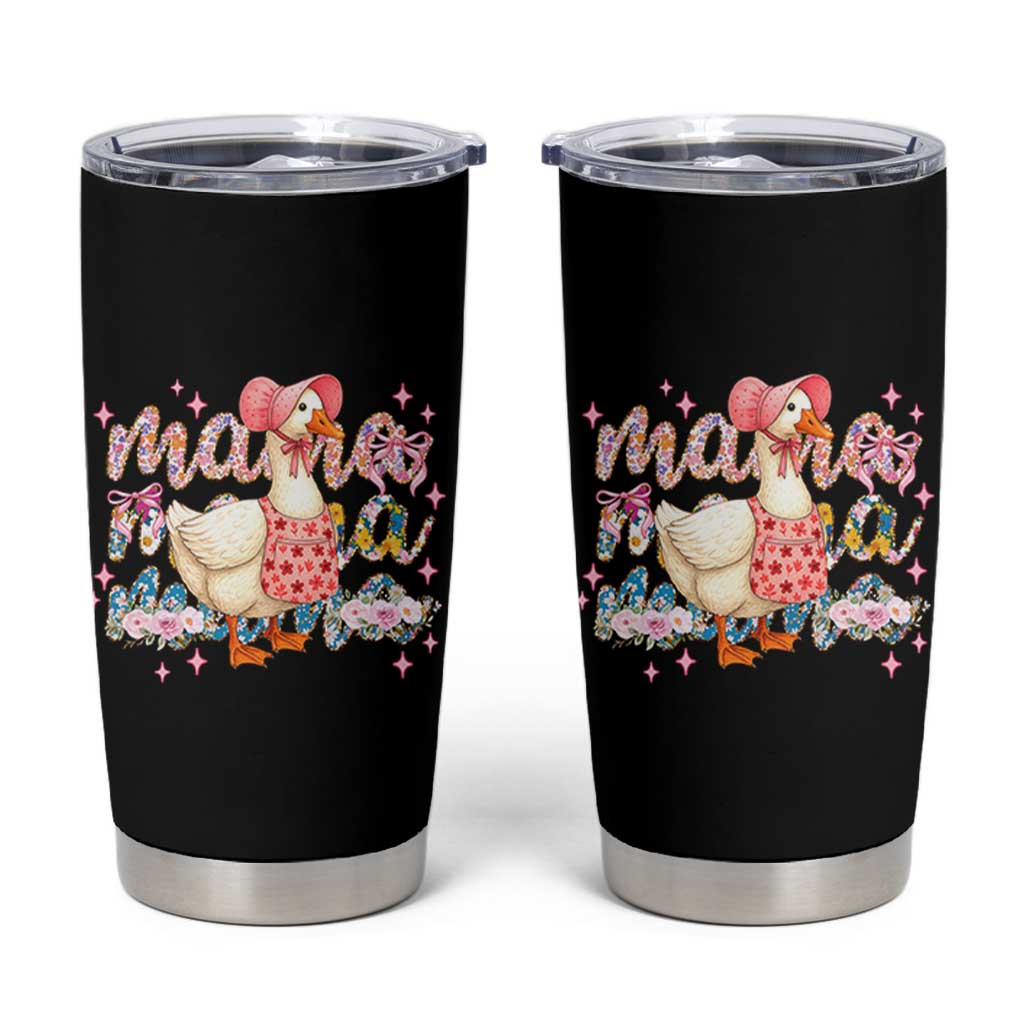 Pink Floral Mama Goose Tumbler Cup Retro Botanical Mom Mothers Day