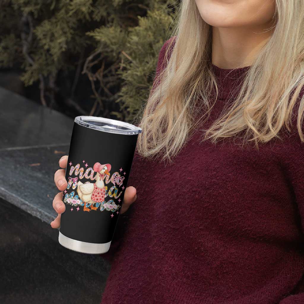 Pink Floral Mama Goose Tumbler Cup Retro Botanical Mom Mothers Day