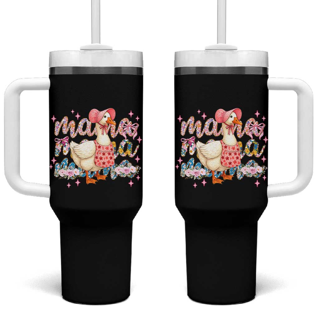 Pink Floral Mama Goose Tumbler With Handle Retro Botanical Mom Mothers Day