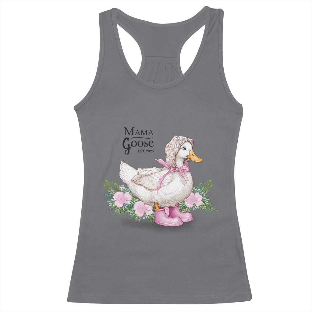 Mama Goose Est 2025 Racerback Tank Top Vintage New Mom Mothers Day