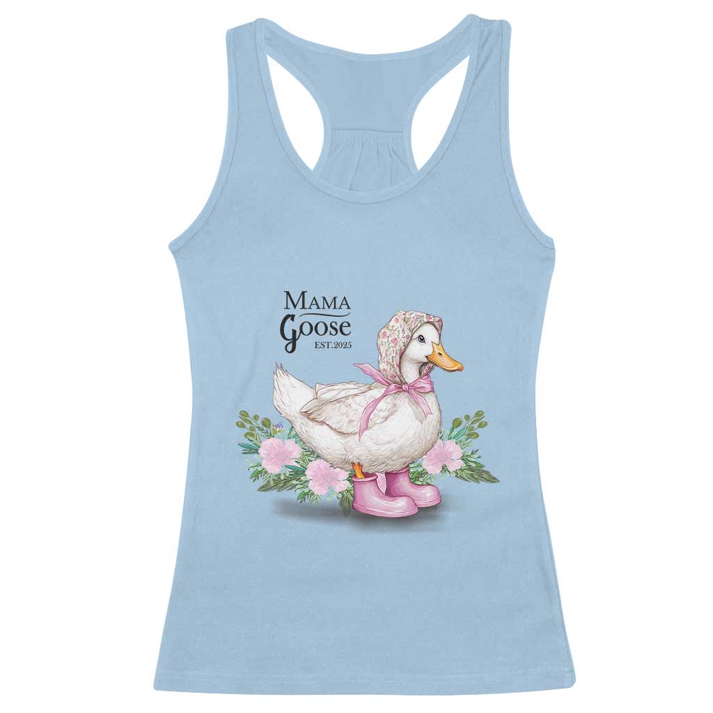 Mama Goose Est 2025 Racerback Tank Top Vintage New Mom Mothers Day