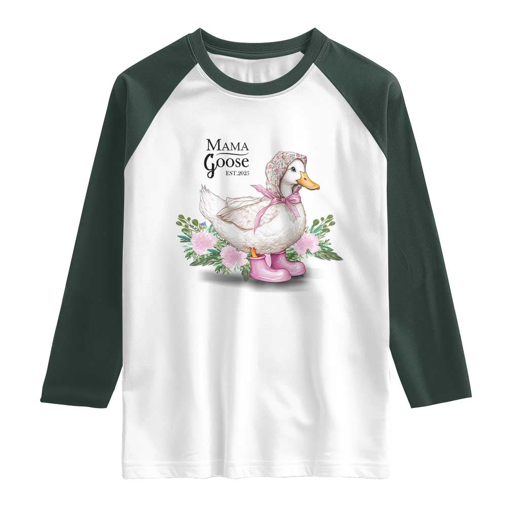 Mama Goose Est 2025 Raglan Shirt Vintage New Mom Mothers Day