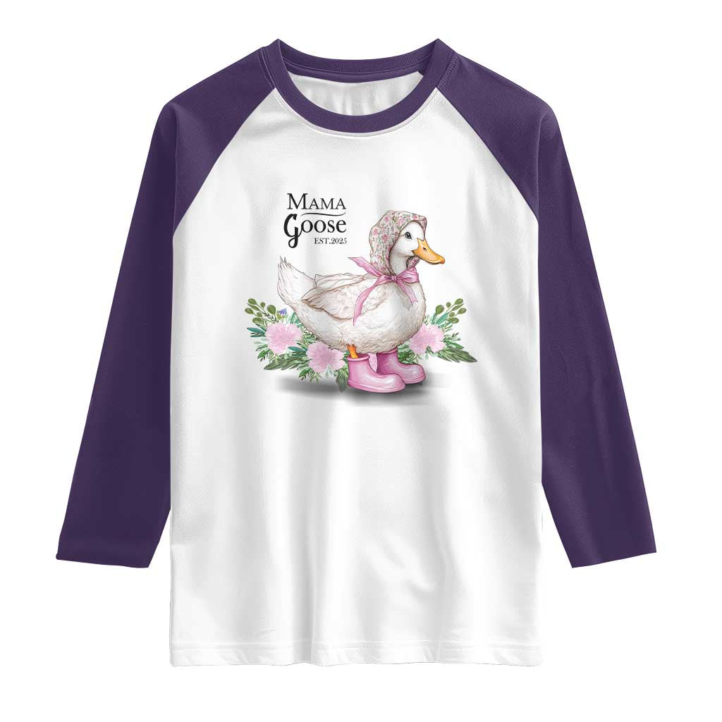 Mama Goose Est 2025 Raglan Shirt Vintage New Mom Mothers Day