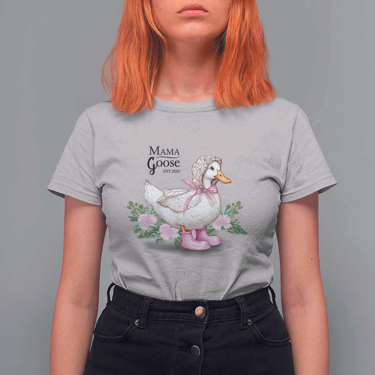 Mama Goose Est 2025 T Shirt For Women Vintage New Mom Mothers Day