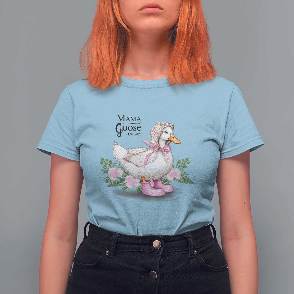 Mama Goose Est 2025 T Shirt For Women Vintage New Mom Mothers Day