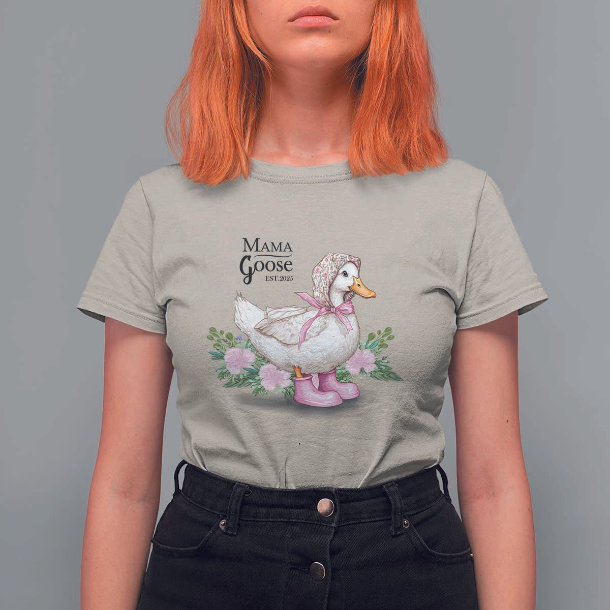 Mama Goose Est 2025 T Shirt For Women Vintage New Mom Mothers Day