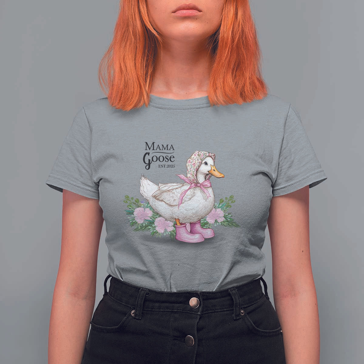 Mama Goose Est 2025 T Shirt For Women Vintage New Mom Mothers Day