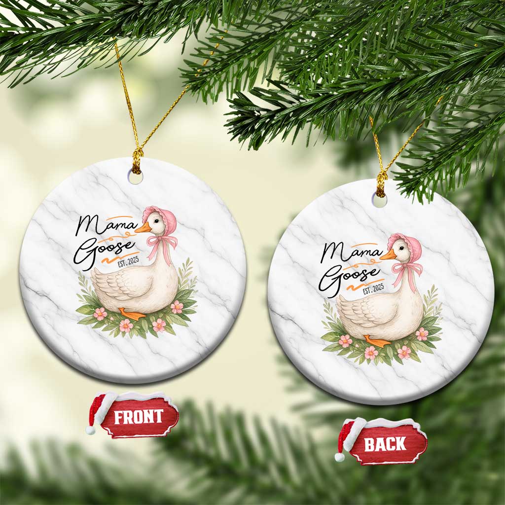 Mama Goose Est 2025 Ceramic Ornament Retro New Mom Mothers Day - Wonder Print Shop