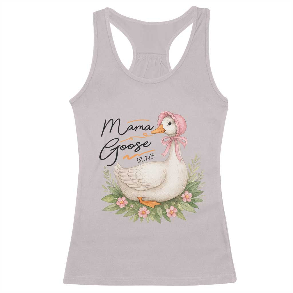 Mama Goose Est 2025 Racerback Tank Top Retro New Mom Mothers Day