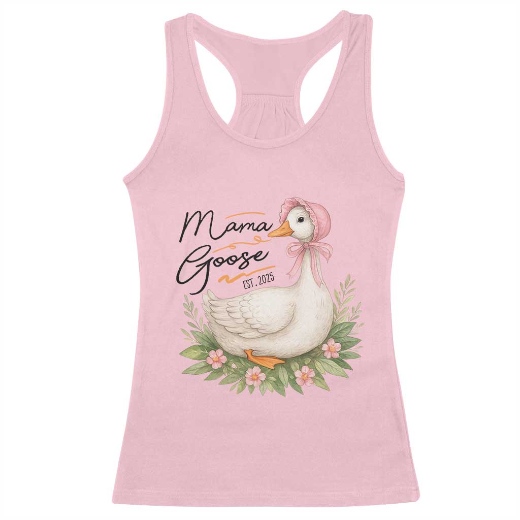 Mama Goose Est 2025 Racerback Tank Top Retro New Mom Mothers Day