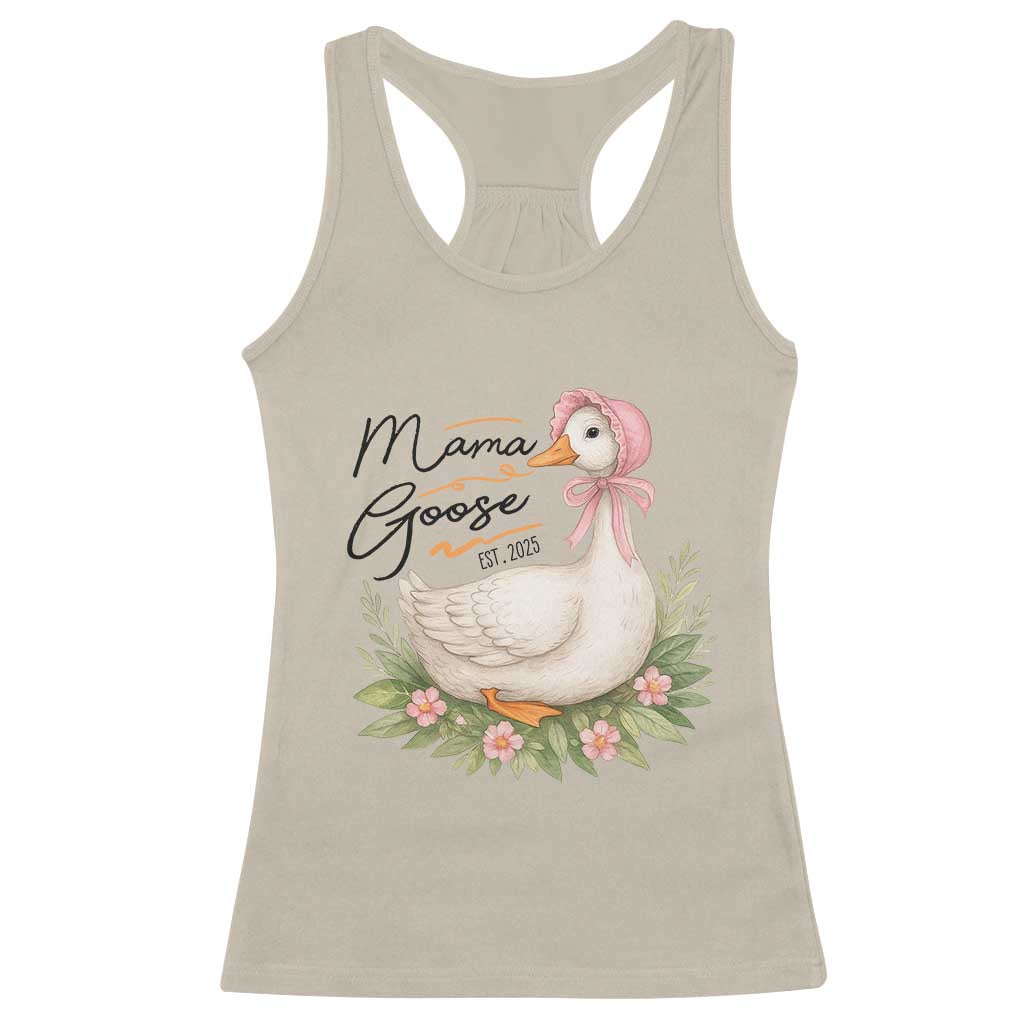Mama Goose Est 2025 Racerback Tank Top Retro New Mom Mothers Day
