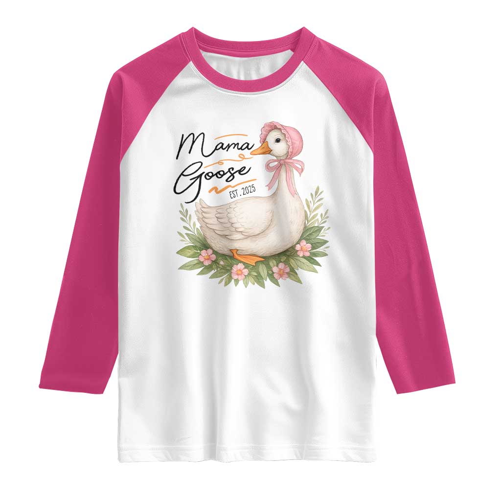 Mama Goose Est 2025 Raglan Shirt Retro New Mom Mothers Day