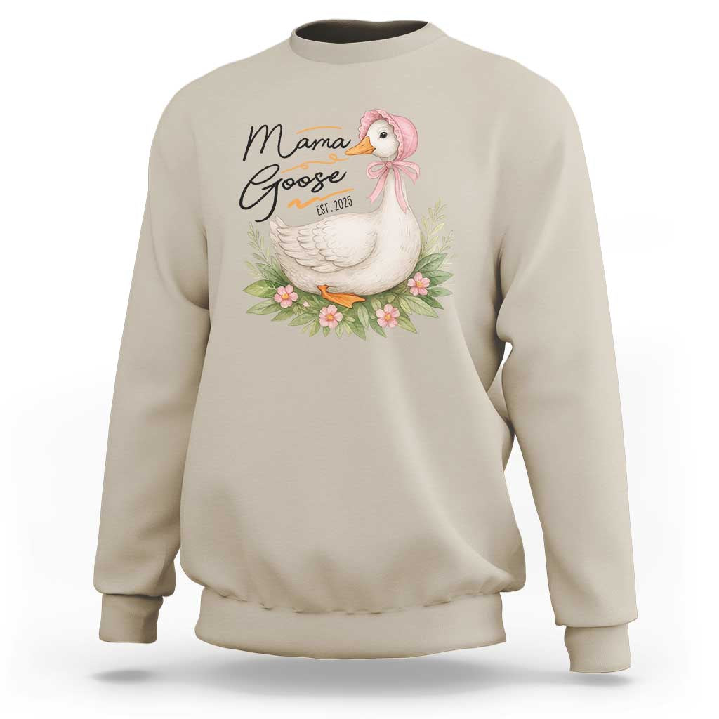 Mama Goose Est 2025 Sweatshirt Retro New Mom Mothers Day