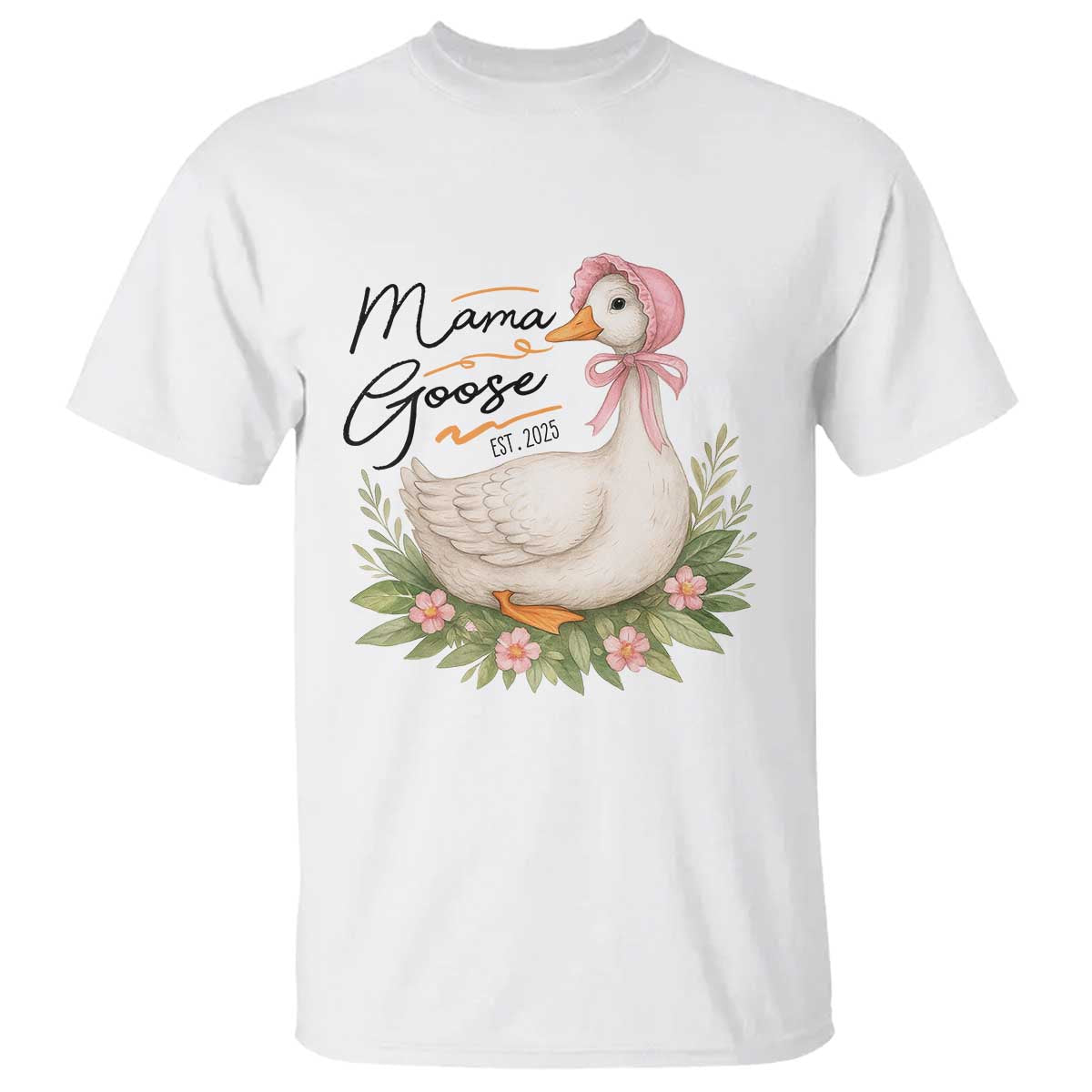 Mama Goose Est 2025 T Shirt Retro New Mom Mothers Day