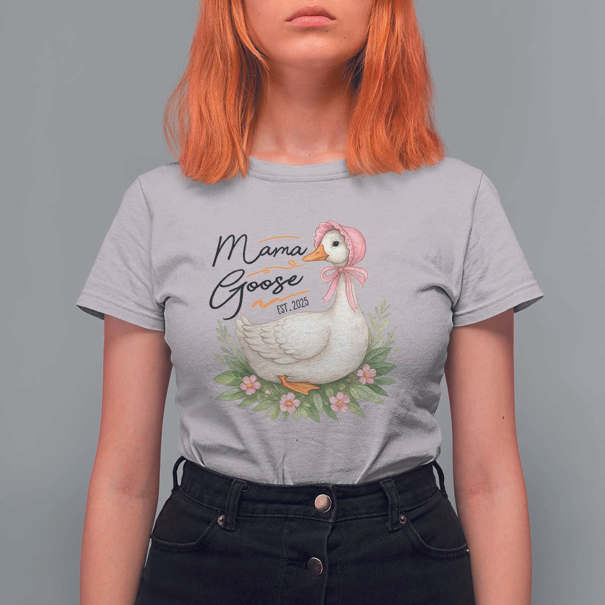 Mama Goose Est 2025 T Shirt For Women Retro New Mom Mothers Day