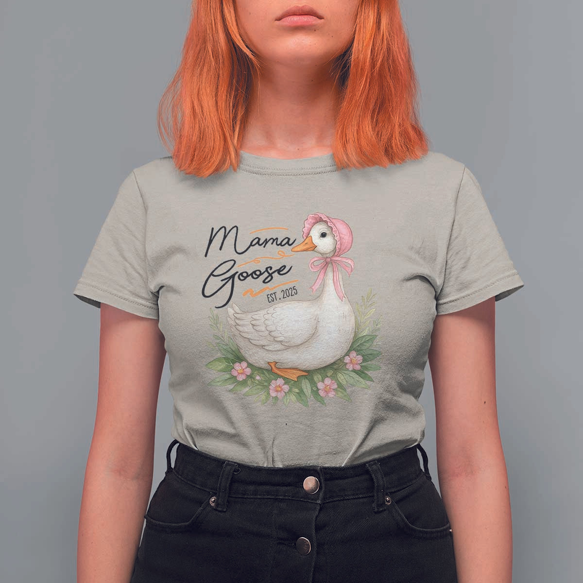 Mama Goose Est 2025 T Shirt For Women Retro New Mom Mothers Day
