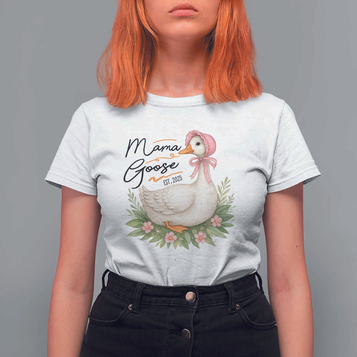 Mama Goose Est 2025 T Shirt For Women Retro New Mom Mothers Day