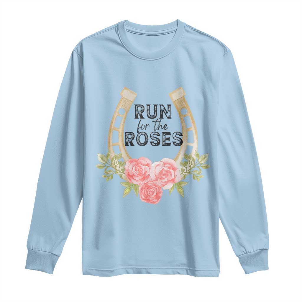 Ky Derby Horse Racing Long Sleeve Shirt Horses and Roses