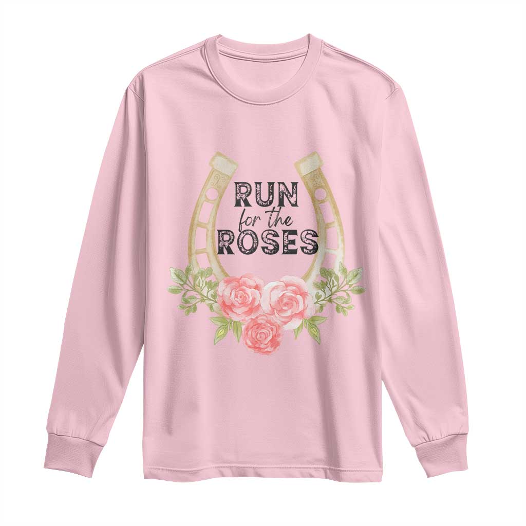 Ky Derby Horse Racing Long Sleeve Shirt Horses and Roses